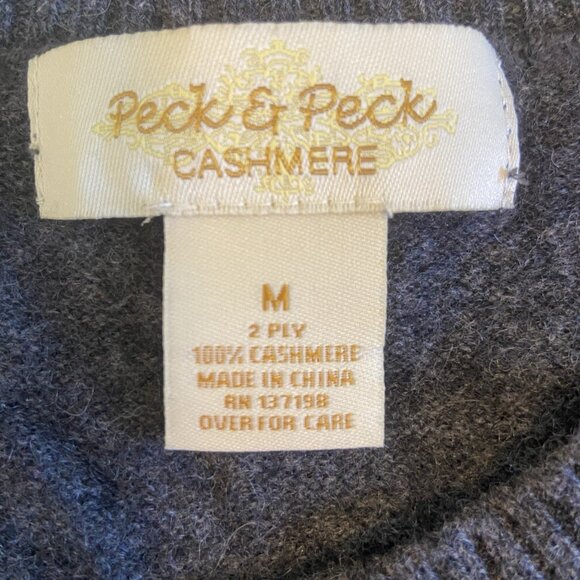 Peck & Peck 100% Cashmere Sweater‎ Sz M Gray Zebra Long Sleeve Quiet Luxury - Picture 4 of 7